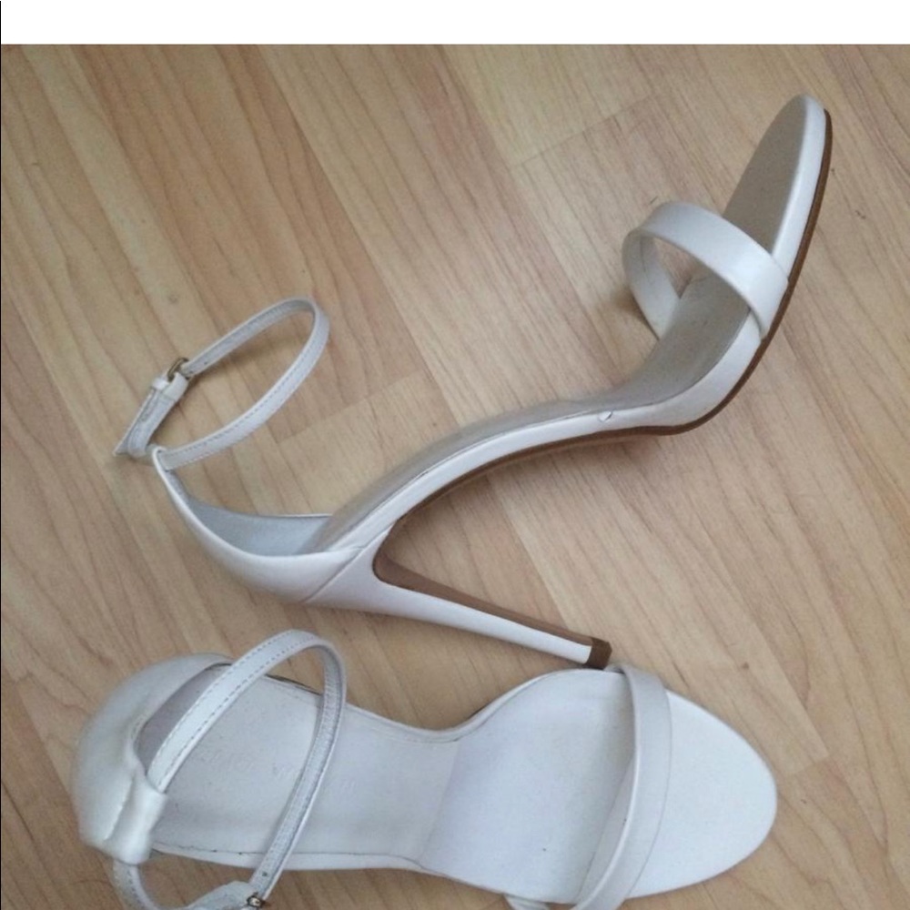 Zara White Ankle Strap Sandal Heels 39 - Picture 4 of 8